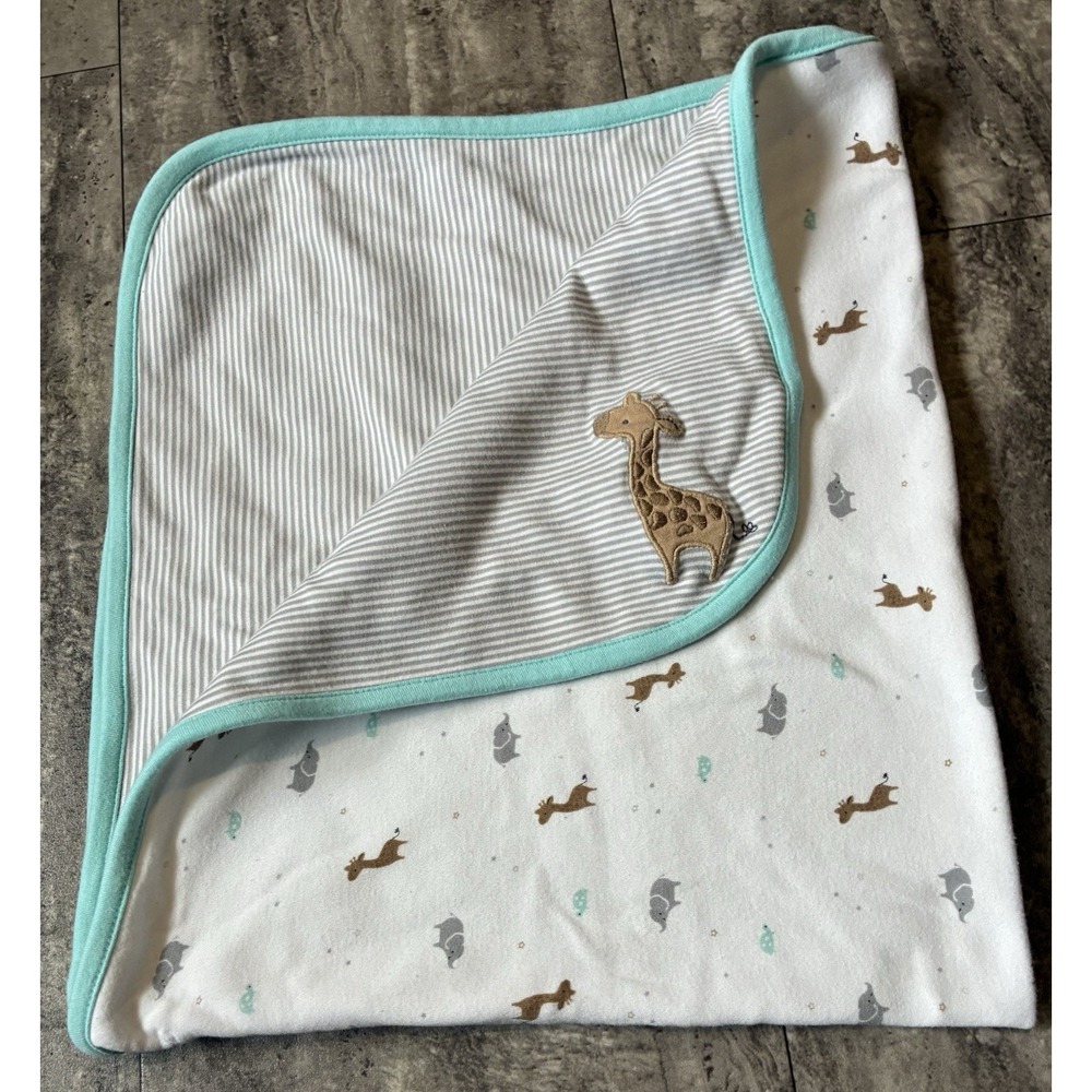 Just One You Carters Cotton Baby Blanket Crib Animals Stripes Giraffe Elephant